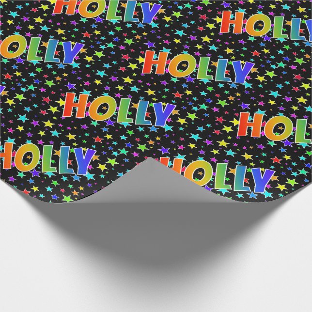Rainbow First Namn "HOLLY" + Stars Presentpapper (Hörn)