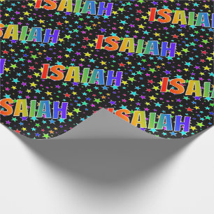 Rainbow First Namn ’ISAIAH’ + Stars Presentpapper