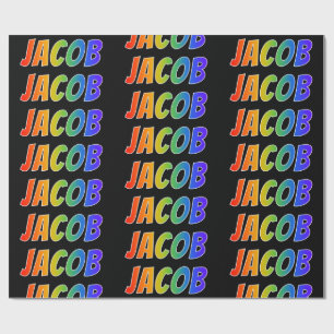 Rainbow First Namn ’JACOB’; Roligt & färgstark Presentpapper