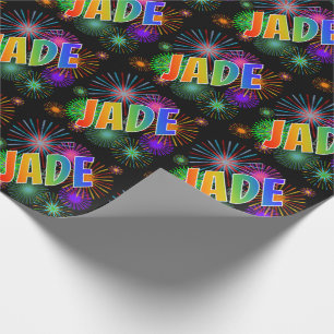 Rainbow First Namn "JADE" + Fireworks Presentpapper