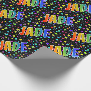 Rainbow First Namn "JADE" + Stars Presentpapper