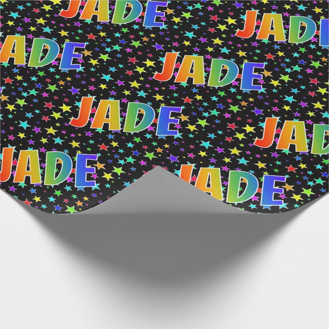 Rainbow First Namn "JADE" + Stars Presentpapper (Hörn)