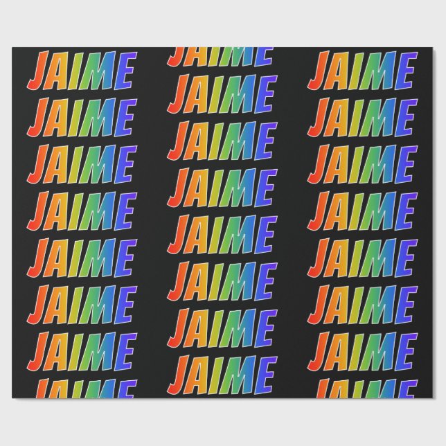 Rainbow First Namn ’JAIME’; Roligt & färgstark Presentpapper (Platt)