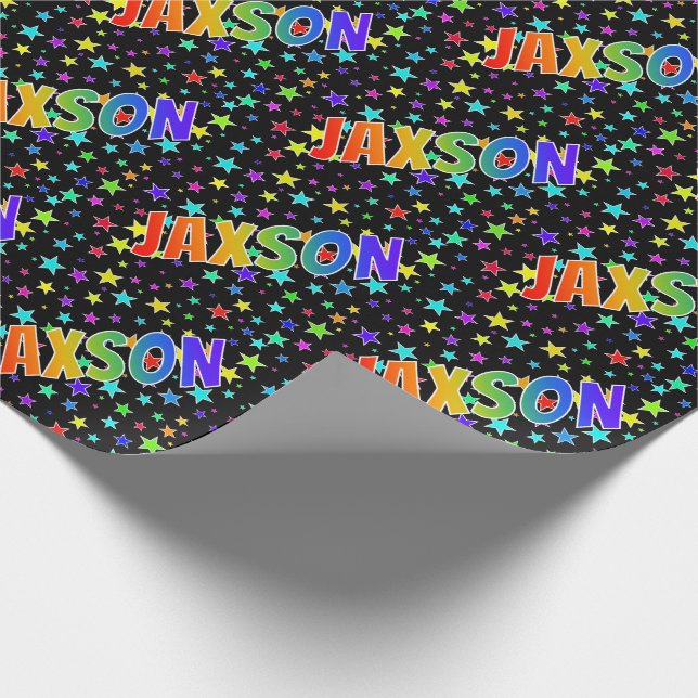 Rainbow First Namn ’JAXSON’ + Stars Presentpapper (Hörn)