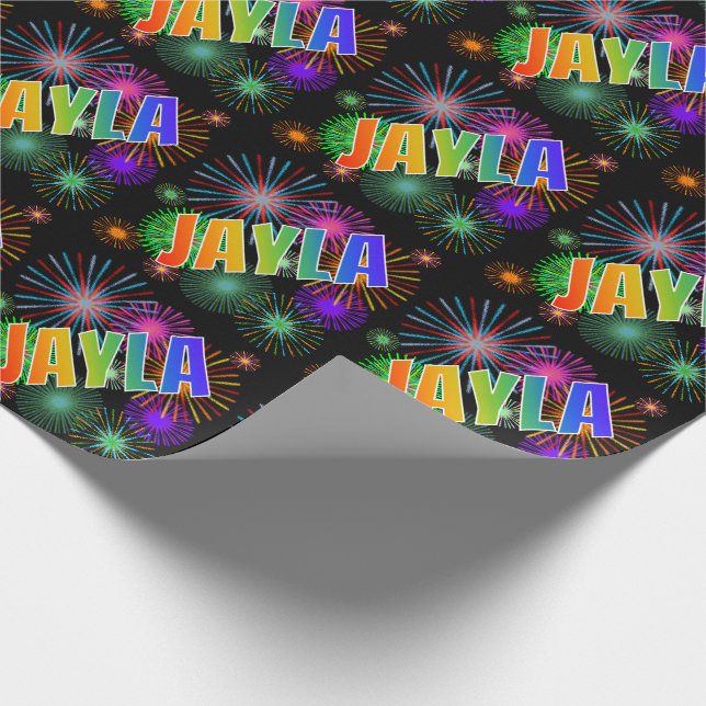 Rainbow First Namn "JAYLA" + Fireworks Presentpapper (Hörn)