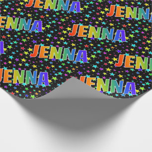 Rainbow First Namn ’JENNA’ + Stars Presentpapper