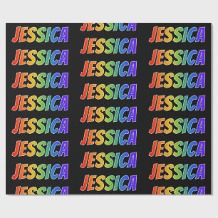 Rainbow First Namn ’JESSICA’; Roligt & färgstark Presentpapper