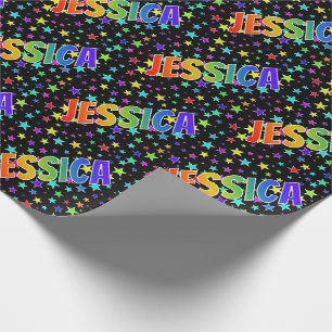 Rainbow First Namn ’JESSICA’ + Stars Presentpapper