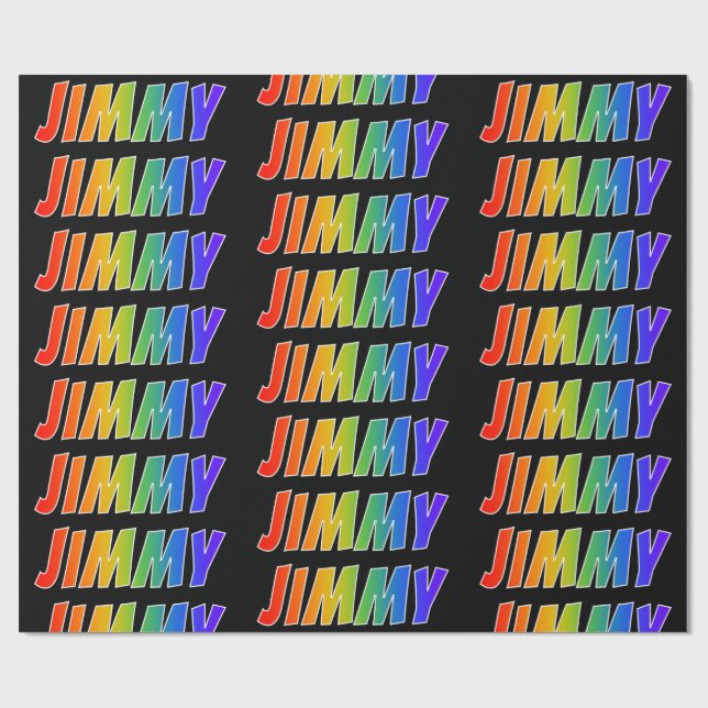 Rainbow First Namn "JIMMY"; Roligt och färgstark Presentpapper (Platt)