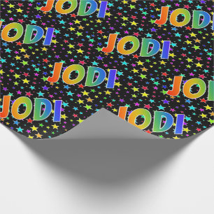Rainbow First Namn ’JODI’ + Stars Presentpapper