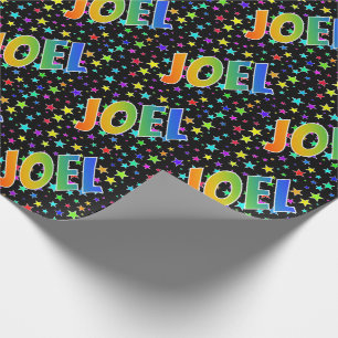 Rainbow First Namn ’JOEL’ + Stars Presentpapper