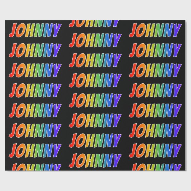Rainbow First Namn ’JOHNNY’; Roligt & färgstark Presentpapper (Platt)
