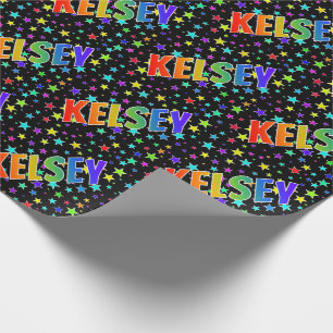 Rainbow First Namn ’KELSEY’ + Stars Presentpapper