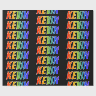 Rainbow First Namn ’KEVIN’; Roligt & färgstark Presentpapper