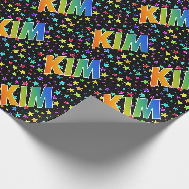 Rainbow First Namn ’KIM’ + Stars Presentpapper (Hörn)