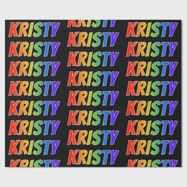 Rainbow First Namn "KRISTY"; Roligt & färgstark Presentpapper (Platt)