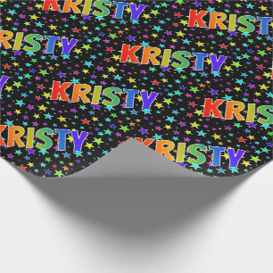 Rainbow First Namn "KRISTY" + Stars Presentpapper
