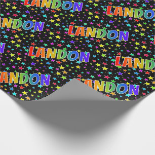 Rainbow First Namn ’LANDON’ + Stars Presentpapper