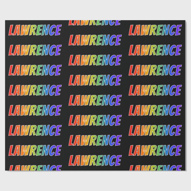 Rainbow First Namn "LAWRENCE"; Roligt och färgstar Presentpapper (Platt)
