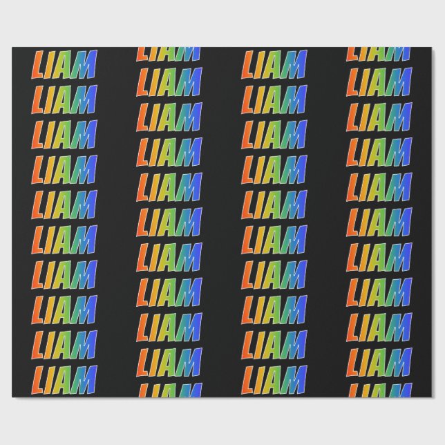 Rainbow First Namn "LIAM"; Roligt och färgstark Presentpapper (Platt)
