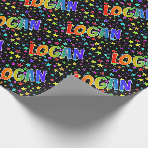 Rainbow First Namn ’LOGAN’ + Stars Presentpapper