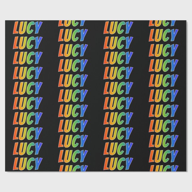 Rainbow First Namn "LUCY"; Roligt & färgstark Presentpapper (Platt)