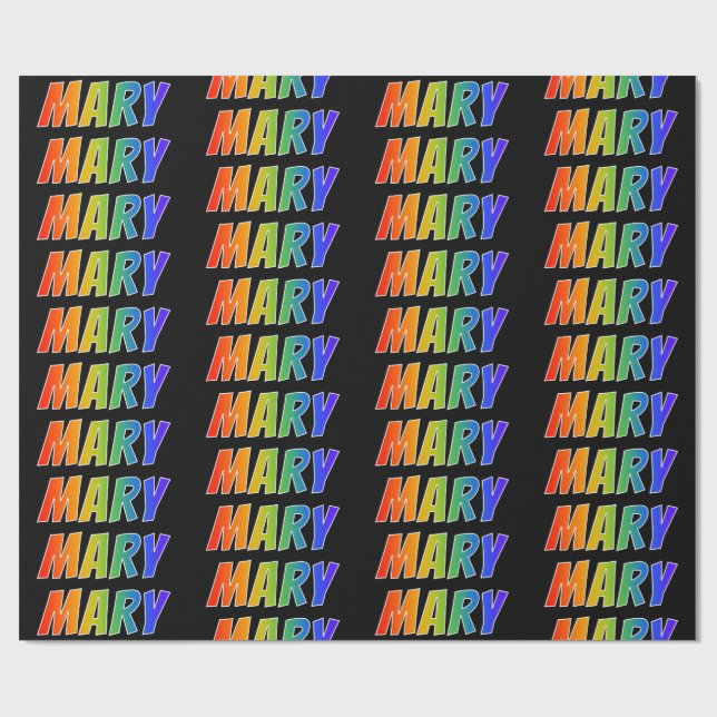 Rainbow First Namn ’MARY’; Roligt & färgstark Presentpapper (Platt)
