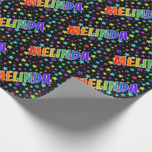 Rainbow First Namn ’MELINDA’ + Stars Presentpapper
