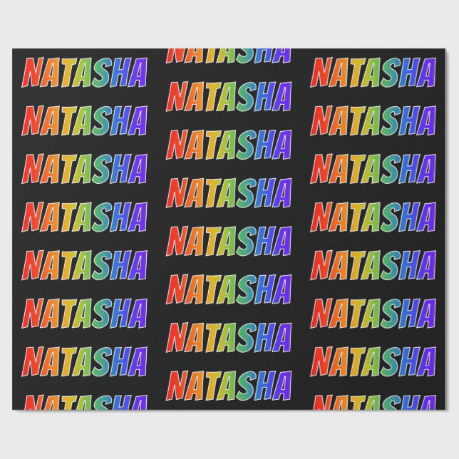 Rainbow First Namn ’NATASHA’; Roligt & färgstark Presentpapper (Platt)