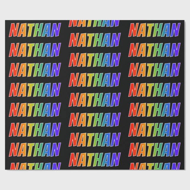 Rainbow First Namn ’NATHAN’; Roligt & färgstark Presentpapper (Platt)