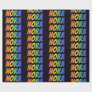 Rainbow First Namn ’NORA’; Roligt & färgstark Presentpapper