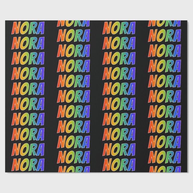 Rainbow First Namn ’NORA’; Roligt & färgstark Presentpapper (Platt)