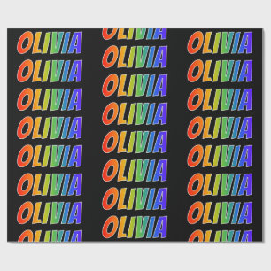 Rainbow First Namn ’OLIVIA’; Roligt & färgstark Presentpapper