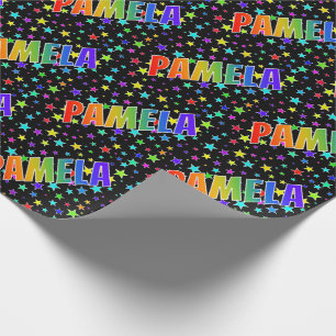 Rainbow First Namn "PAMELA" + stjärnor Presentpapper