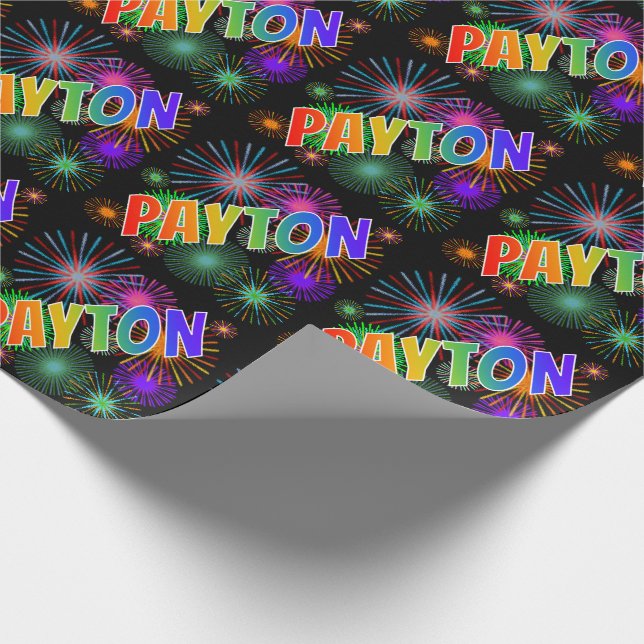 Rainbow First Namn "PAYTON" + Fireworks Presentpapper (Hörn)
