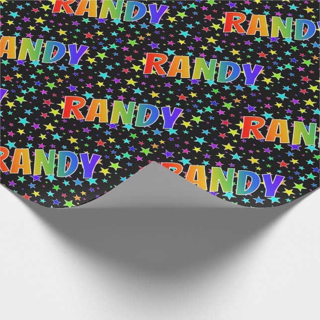 Rainbow First Namn ’RANDY’ + Stars Presentpapper (Hörn)