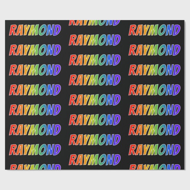 Rainbow First Namn ’RAYMOND’; Roligt & färgstark Presentpapper (Platt)