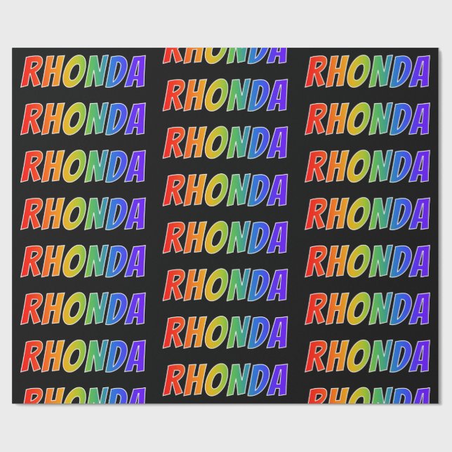 Rainbow First Namn ’RHONDA’; Roligt & färgstark Presentpapper (Platt)