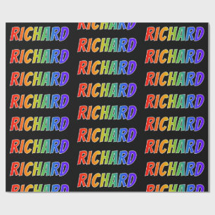 Rainbow First Namn "RICHARD"; Roligt & färgstark Presentpapper
