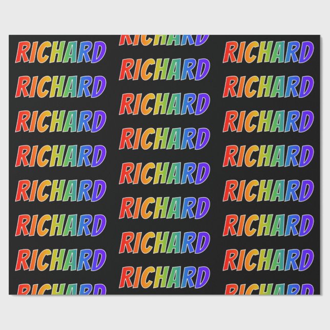 Rainbow First Namn "RICHARD"; Roligt & färgstark Presentpapper (Platt)