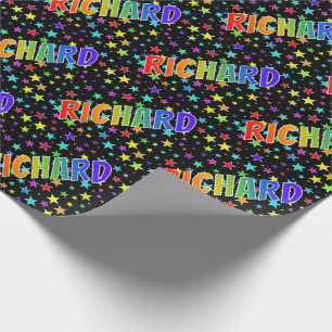 Rainbow First Namn "RICHARD" + Stars Presentpapper