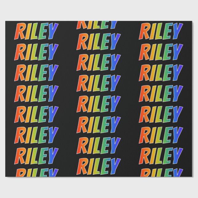 Rainbow First Namn ’RILEY’; Roligt & färgstark Presentpapper (Platt)