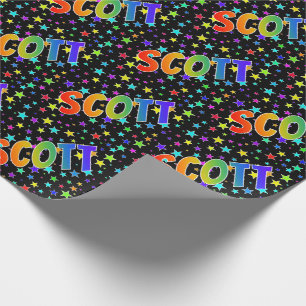 Rainbow First Namn ’SCOTT’ + Stars Presentpapper