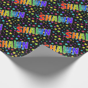 Rainbow First Namn ’SHAWN’ + Stars Presentpapper