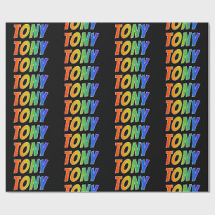 Rainbow First Namn ’TONY’; Roligt & färgstark Presentpapper