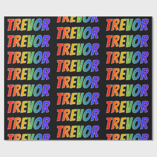 Rainbow First Namn ’TREVOR’; Roligt & färgstark Presentpapper