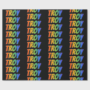 Rainbow First Namn ’TROY’; Roligt & färgstark Presentpapper