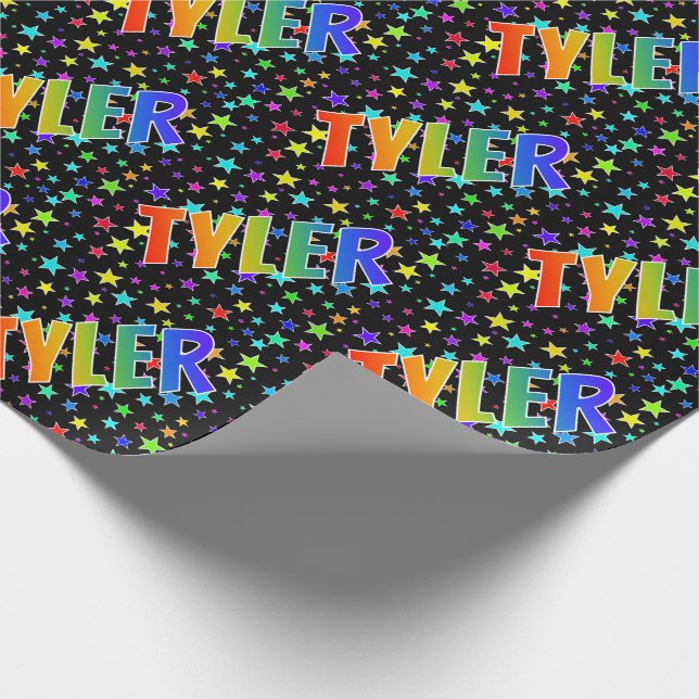 Rainbow First Namn ’TYLER’ + Stars Presentpapper (Hörn)