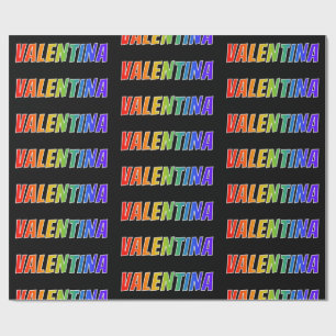 Rainbow First Namn ’VALENTINA’; Roligt & färgstark Presentpapper