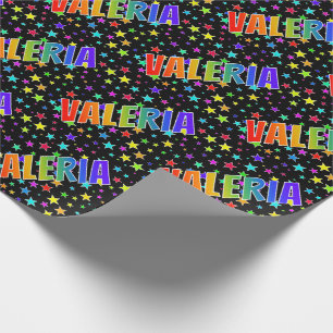 Rainbow First Namn ’VALERIA’ + Stars Presentpapper